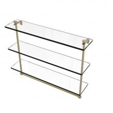 Allied Brass NS-5/22TB-SBR - 22 Inch Triple Tiered Glass Shelf with Integrated Towel Bar
