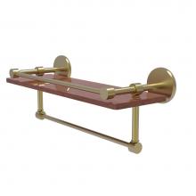 Allied Brass P1000-1TB-16-GAL-IRW-SBR - Prestige Skyline Collection 16 Inch IPE Ironwood Shelf with Gallery Rail and Towel Bar
