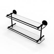 Allied Brass P1000-2/22-GAL-BKM - 22 Inch Tempered Double Glass Shelf with Gallery Rail