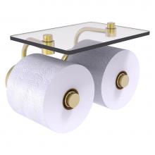Allied Brass P1000-24-2S-SBR - Prestige Skyline Collection 2 Roll Toilet Paper Holder with Glass Shelf - Satin Brass