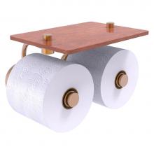 Allied Brass P1000-24-2S-IRW-BBR - Prestige Skyline Collection 2 Roll Toilet Paper Holder with Wood Shelf - Brushed Bronze