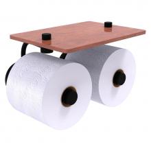 Allied Brass P1000-24-2S-IRW-BKM - Prestige Skyline Collection 2 Roll Toilet Paper Holder with Wood Shelf - Matte Black
