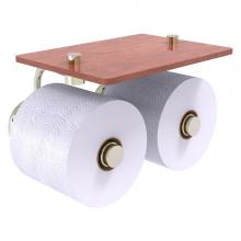 Allied Brass P1000-24-2S-IRW-PNI - Prestige Skyline Collection 2 Roll Toilet Paper Holder with Wood Shelf - Polished Nickel