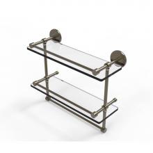 Allied Brass P1000-2TB/16-GAL-ABR - 16 Inch Gallery Double Glass Shelf with Towel Bar