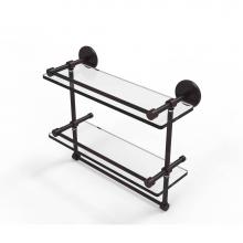 Allied Brass P1000-2TB/16-GAL-VB - 16 Inch Gallery Double Glass Shelf with Towel Bar