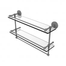 Allied Brass P1000-2TB/22-GAL-GYM - 22 Inch Gallery Double Glass Shelf with Towel Bar