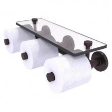 Allied Brass P1000-35-3S-ABZ - Prestige Skyline Collection Horizontal Reserve 3 Roll Toilet Paper Holder with Glass Shelf - Antiq