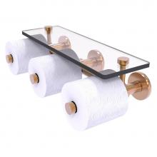 Allied Brass P1000-35-3S-BBR - Prestige Skyline Collection Horizontal Reserve 3 Roll Toilet Paper Holder with Glass Shelf - Brush