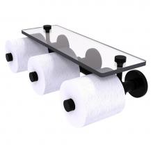 Allied Brass P1000-35-3S-BKM - Prestige Skyline Collection Horizontal Reserve 3 Roll Toilet Paper Holder with Glass Shelf - Matte
