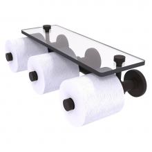 Allied Brass P1000-35-3S-ORB - Prestige Skyline Collection Horizontal Reserve 3 Roll Toilet Paper Holder with Glass Shelf - Oil R