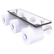 Allied Brass P1000-35-3S-PC - Prestige Skyline Collection Horizontal Reserve 3 Roll Toilet Paper Holder with Glass Shelf - Polis