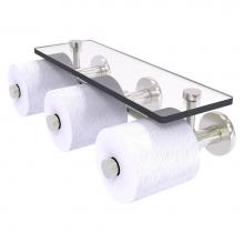 Allied Brass P1000-35-3S-SN - Prestige Skyline Collection Horizontal Reserve 3 Roll Toilet Paper Holder with Glass Shelf - Satin