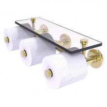 Allied Brass P1000-35-3S-UNL - Prestige Skyline Collection Horizontal Reserve 3 Roll Toilet Paper Holder with Glass Shelf - Unlac