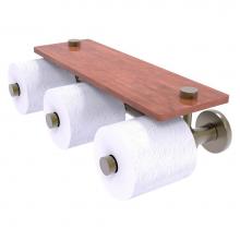 Allied Brass P1000-35-3S-IRW-ABR - Prestige Skyline Collection Horizontal Reserve 3 Roll Toilet Paper Holder with Wood Shelf - Antiqu