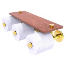 Allied Brass P1000-35-3S-IRW-PB - Prestige Skyline Collection Horizontal Reserve 3 Roll Toilet Paper Holder with Wood Shelf - Polish