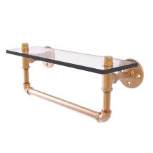 Allied Brass P-410-16-GSTB-BBR - Pipeline Collection 16 Inch Glass Shelf with Towel Bar