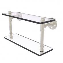 Allied Brass P-420-16-DGS-SN - Pipeline Collection 16 Inch Double Glass Shelf