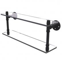 Allied Brass P-420-22-DGS-BKM - Pipeline Collection 22 Inch Double Glass Shelf