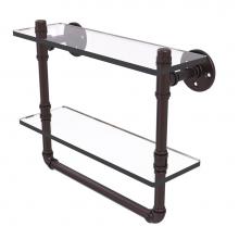 Allied Brass P-430-16-DGSTB-ABZ - Pipeline Collection 16 Inch Doulbe Glass Shelf with Towel Bar