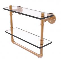 Allied Brass P-430-16-DGSTB-BBR - Pipeline Collection 16 Inch Doulbe Glass Shelf with Towel Bar