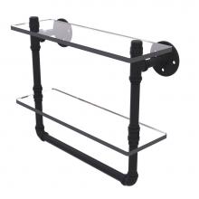Allied Brass P-430-16-DGSTB-BKM - Pipeline Collection 16 Inch Doulbe Glass Shelf with Towel Bar