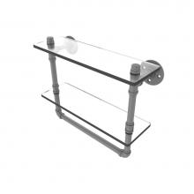 Allied Brass P-430-16-DGSTB-GYM - Pipeline Collection 16 Inch Doulbe Glass Shelf with Towel Bar