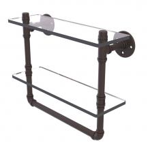 Allied Brass P-430-16-DGSTB-ORB - Pipeline Collection 16 Inch Doulbe Glass Shelf with Towel Bar
