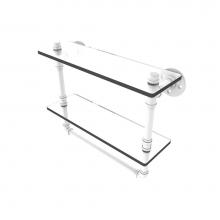 Allied Brass P-430-16-DGSTB-WHM - Pipeline Collection 16 Inch Doulbe Glass Shelf with Towel Bar