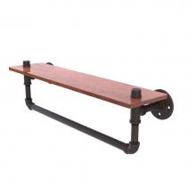 Allied Brass P-460-22-WSTB-ORB - Pipeline Collection 22 Inch Ironwood Shelf with Towel Bar