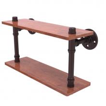 Allied Brass P-470-16-DWS-ABZ - Pipeline Collection 16 Inch Ironwood Double Shelf