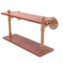 Allied Brass P-470-16-DWS-BBR - Pipeline Collection 16 Inch Ironwood Double Shelf
