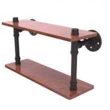 Allied Brass P-470-16-DWS-ORB - Pipeline Collection 16 Inch Ironwood Double Shelf