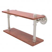 Allied Brass P-470-16-DWS-SN - Pipeline Collection 16 Inch Ironwood Double Shelf