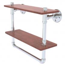 Allied Brass P-480-16-DWSTB-PC - Pipeline Collection 16 Inch Double Ironwood Shelf with Towel Bar - Polished Chrome