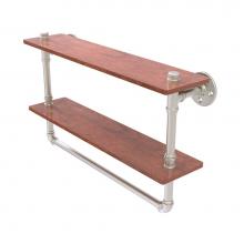Allied Brass P-480-22-DWSTB-SN - Pipeline Collection 22 Inch Double Ironwood Shelf with Towel Bar
