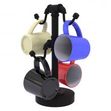 Allied Brass P-80-MGH-4-BKM - Pipeline Collection Countertop 4 Coffee Mug Holder - Matte Black