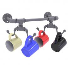 Allied Brass P-85-MGW-4-GYM - Pipeline Collection Wall Mounted 4 Coffee Mug Rack - Matte Gray