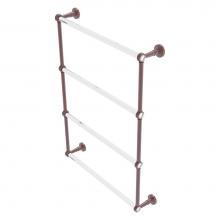 Allied Brass PB-28G-24-CA - Pacific Beach Collection 4 Tier 24 Inch Ladder Towel Bar with Grooved Accents - Antique Copper