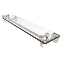 Allied Brass PG-1G-22-GAL-PNI - Pacific Grove Collection 22 Inch Gallery Glass Shelf with Grooved Accents - Polished Nickel