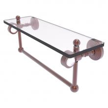 Allied Brass PG-1TB-16-CA - Pacific Grove Collection 16 Inch Glass Shelf with Towel Bar - Antique Copper