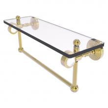 Allied Brass PG-1TB-16-UNL - Pacific Grove Collection 16 Inch Glass Shelf with Towel Bar - Unlacquered Brass