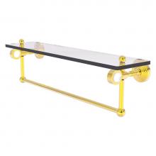 Allied Brass PG-1TB-22-PB - Pacific Grove Collection 22 Inch Glass Shelf with Towel Bar - Polished Brass