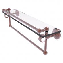 Allied Brass PG-1TB-22-GAL-CA - Pacific Grove Collection 22 Inch Glass Shelf with Gallery Rail and Towel Bar - Antique Copper