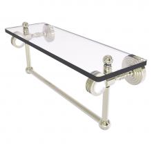 Allied Brass PG-1TBD-16-PNI - Pacific Grove Collection 16 Inch Glass Shelf with Towel Bar and Dotted Accents - Polished Nickel