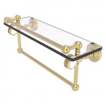 Allied Brass PG-1TBD-16-GAL-SBR - Pacific Grove Collection 16 Inch Gallery Glass Shelf with Towel Bar and Dotted Accents - Satin Bra
