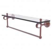Allied Brass PG-1TBD-22-CA - Pacific Grove Collection 22 Inch Glass Shelf with Towel Bar and Dotted Accents - Antique Copper