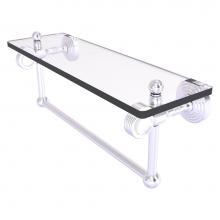 Allied Brass PG-1TBG-16-SCH - Pacific Grove Collection 16 Inch Glass Shelf with Towel Bar and Grooved Accents - Satin Chrome