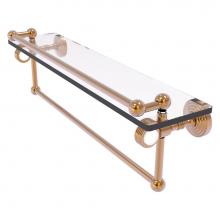 Allied Brass PG-1TBG-22-GAL-BBR - Pacific Grove Collection 22 Inch Gallery Glass Shelf with Towel Bar and Grooved Accents - Brushed