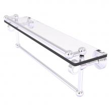 Allied Brass PG-1TBG-22-GAL-SCH - Pacific Grove Collection 22 Inch Gallery Glass Shelf with Towel Bar and Grooved Accents - Satin Ch