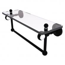 Allied Brass PG-1TBT-16-BKM - Pacific Grove Collection 16 Inch Glass Shelf with Towel Bar and Twisted Accents - Matte Black